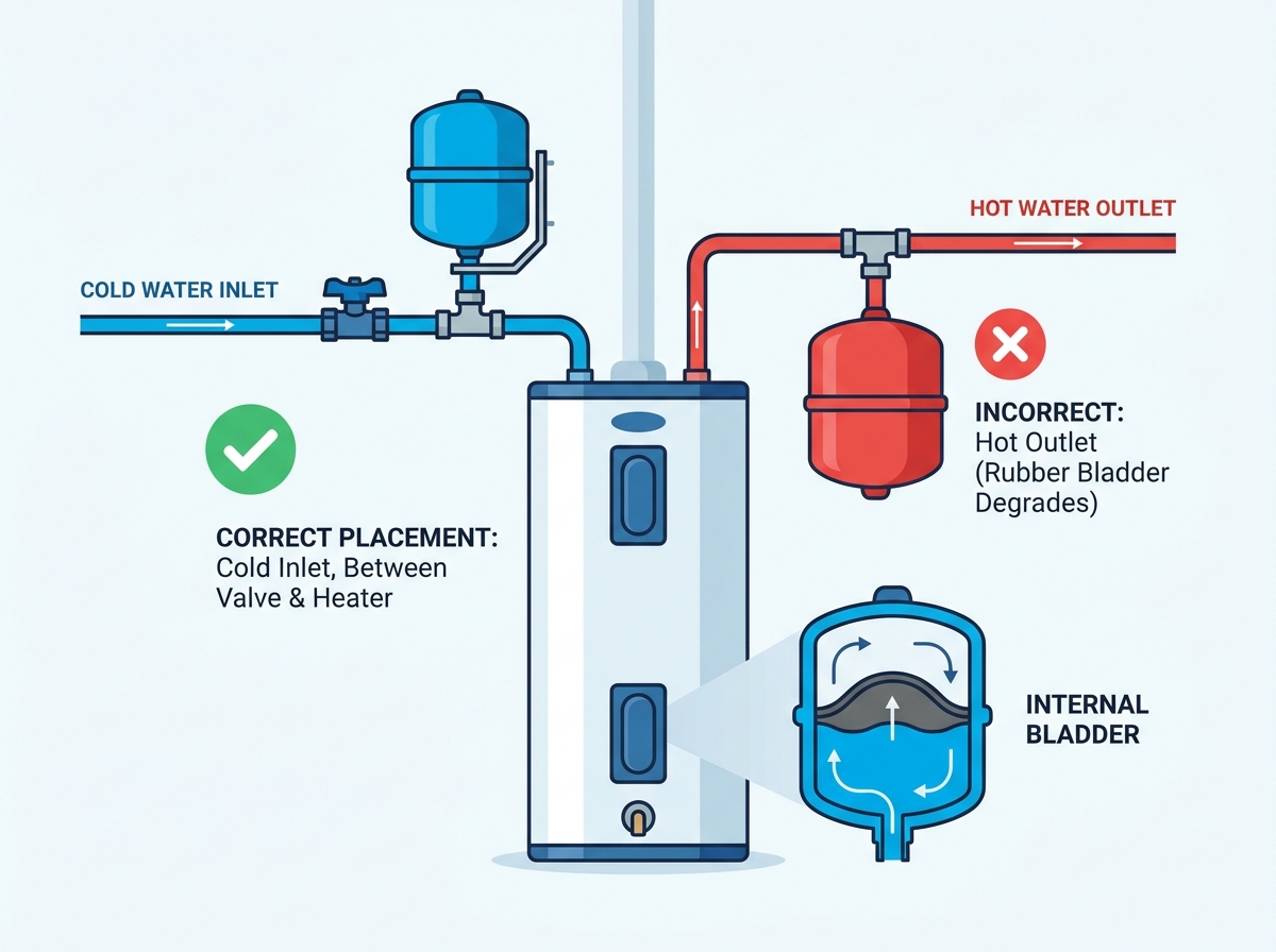 expansion tank proper mounting and placement